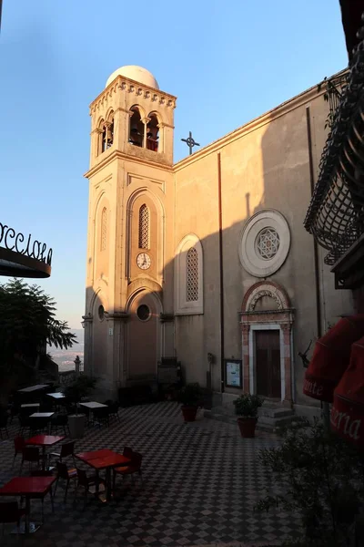 Castelmola Sicily Italy August 2020 Cathedral San Nicol Bari Built — Stock Photo, Image