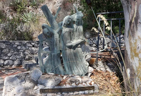 Taormina Sicilia Italia Agosto 2020 Escultura Bronce Del Artista Domenico — Foto de Stock