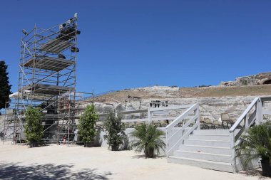 Syracuse, Sicilya, İtalya - 25 Ağustos 2020: Yunan Arkeoloji Parkı