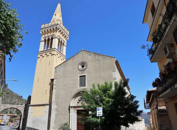 Taormina Sicilië Italië Augustus 2020 Gevel Van Kerk Van Sant — Stockfoto