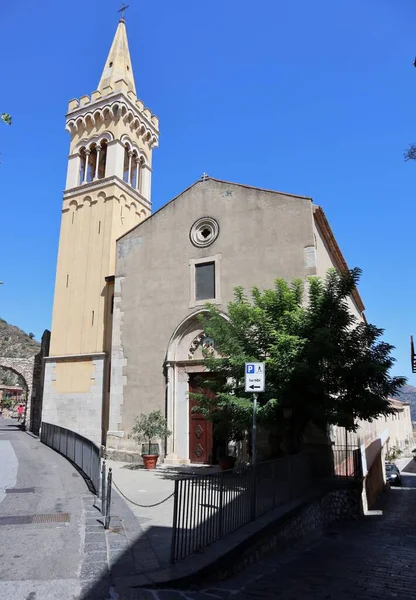 Taormina Sicily Italy August 2020 Facade Church Sant Antonio Padova — 图库照片