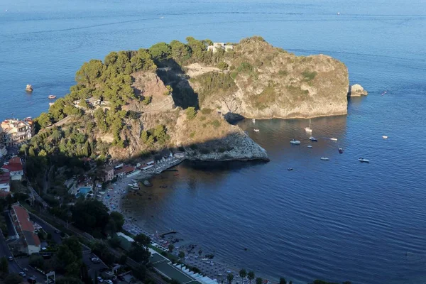 Taormina Сицилія Італія Серпня 2020 Panorama Bay Isola Bella Belvedere — стокове фото