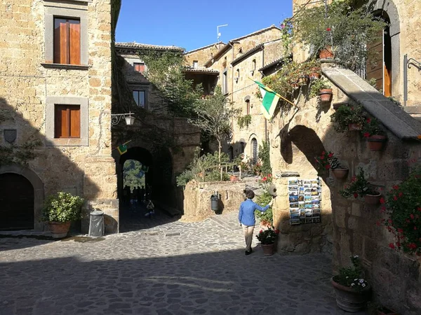 Civita Bagnoregio Lazio Talya Eylül 2019 Köy Sokakları — Stok fotoğraf