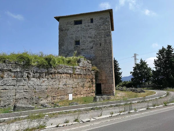 Paestum Salerno Kampanien Italien Juli 2018 Turm Der Verteidigungsmauern Rund — Stockfoto