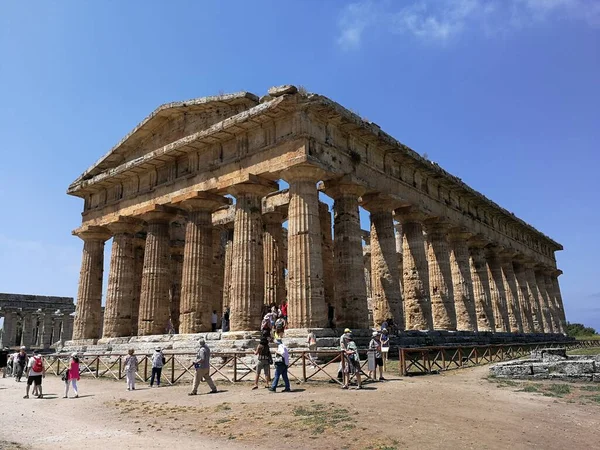 Paestum Salerno Campania Italy July 2018 Temple Neptune Archaeological Park — 图库照片