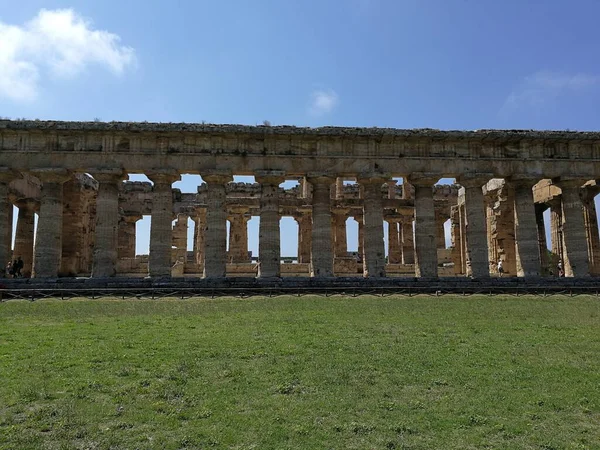 Paestum Salerno Campania Itália Julho 2018 Templo Netuno Parque Arqueológico — Fotografia de Stock