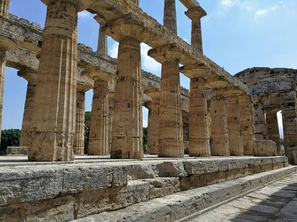 Paestum Salerno Campania Itália Julho 2018 Templo Netuno Parque Arqueológico — Fotografia de Stock
