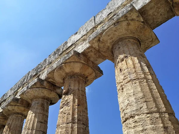 Paestum Salerno Campania Italia Julio 2018 Templo Neptuno Parque Arqueológico —  Fotos de Stock