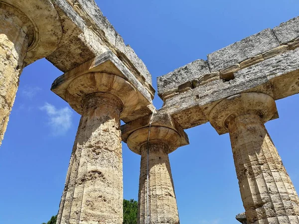 Paestum Salerno Campania Itália Julho 2018 Templo Hera Parque Arqueológico — Fotografia de Stock