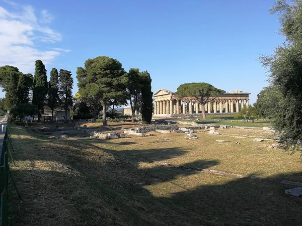 Paestum Salerno Campania Itália Julho 2018 Templo Netuno Parque Arqueológico — Fotografia de Stock