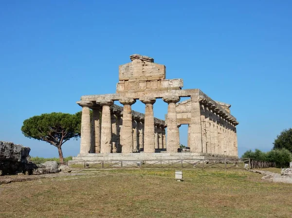 Paestum Salerno Campania Italy July 2018 Temple Athena Archaeological Park — 图库照片