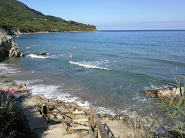Agropoli, Salerno, Campania, İtalya - 30 Haziran 2018: Trentova Körfezi Panoramik Manzarası