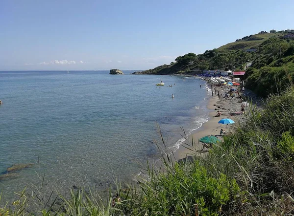 Agropoli Salerno Campania Italy June 2018 Tourrists Free Beach Bay — стоковое фото