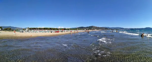 Capaccio Salerno Kampania Włochy Giugno 2018 Foto Panoramica Della Spiaggia — Zdjęcie stockowe