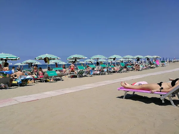 Capaccio Salerno Campania Italy Червня 2018 Туристи Lido Cascata — стокове фото