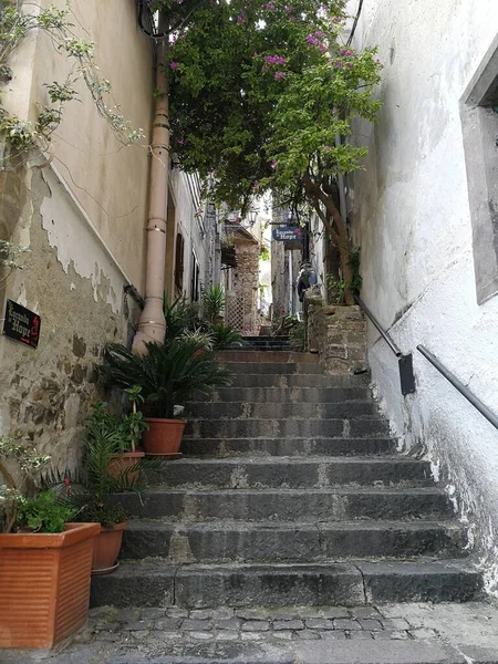 Agropoli Salerno Campania Italy 2018 Alley Historic Center — 스톡 사진