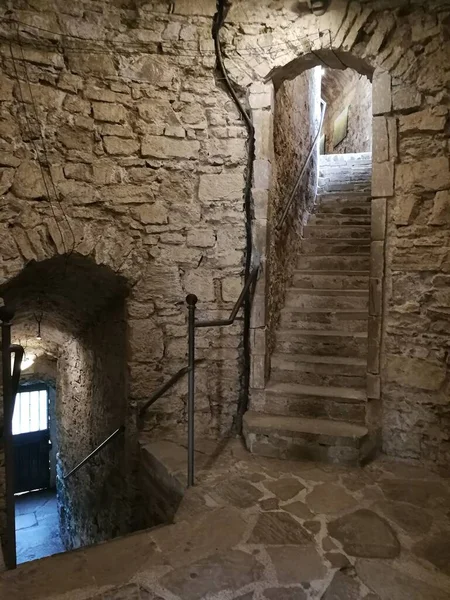 Agropoli Salerne Campanie Italie Juin 2018 Escaliers Intérieurs Étroits Château — Photo