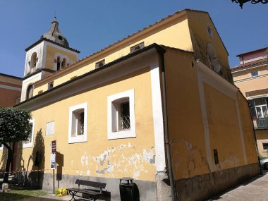 Sant 'Agata de Goti, Campania, İtalya - 20 Haziran 2019: Sant' Angelo de Munculanis Roma Kilisesi