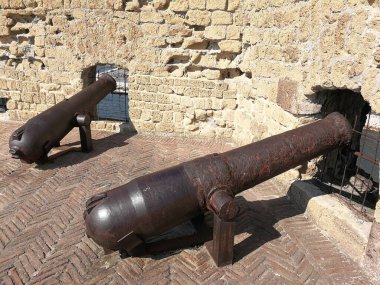 Napoli, Campania, İtalya - 1 Mart 2019: Castel dell 'Ovo terasında toplar