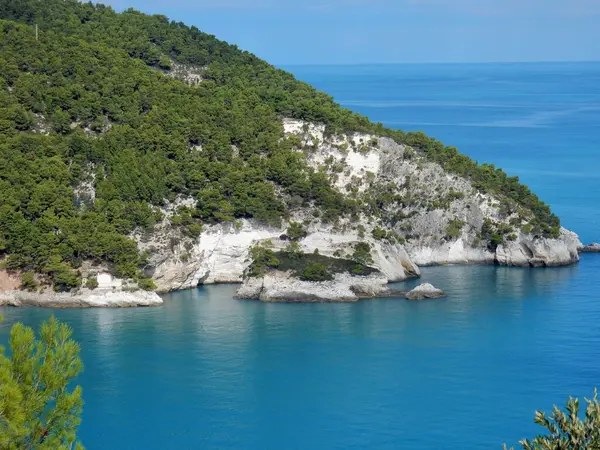 Pugnochiuso, Puglia, İtalya - 5 Ekim 2019 Pugnochiuso Körfezi manzarası