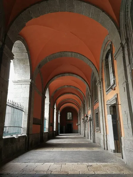 Napoli Campania Italia Marzo 2019 Portico Ingresso Palazzo Reale Con — Foto Stock