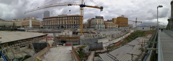 Неаполь Кампания Италия Марта 2019 Панорамное Фото Строительной Площадки Площади — стоковое фото
