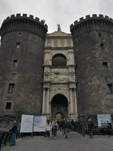 Neapol Kampania Włochy Marca 2019 Główna Fasada Maschio Angioino — Zdjęcie stockowe