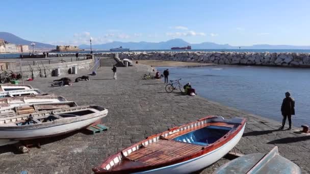 Napoli - Panoramica dal lungomare di Rotonda Diaz — Αρχείο Βίντεο