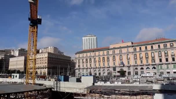 Napoli - Panoramica al cantiere di Piazza Municipio — Vídeos de Stock