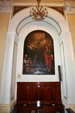 Napoli, Campania, İtalya - 26 Ocak 2021: Posillipo 'daki 17. yüzyıl Sant' Antonio kilisesinin içi