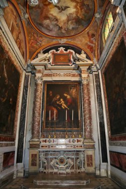 Naples, Campania, Italy - February 26, 2021: Interior of the 17th century church dedicated to Jesus