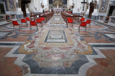 Napoli, Campania, İtalya - 5 Mart 2021: 17. yüzyıl kilisesi Santa Maria della Verit Kilisesi olarak da bilinir.
