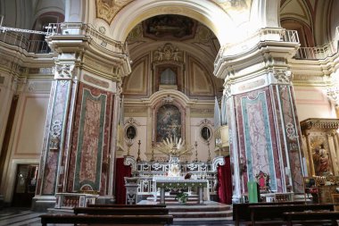 Napoli, Campania, İtalya - 16 Şubat 2021: 17 'nci yüzyıl Santa Caterina Kilisesi