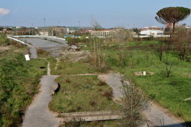 Benevento, Campania, İtalya - 1 Nisan 2021: Cellarulo Arkeoloji Parkının Glimpse 'si