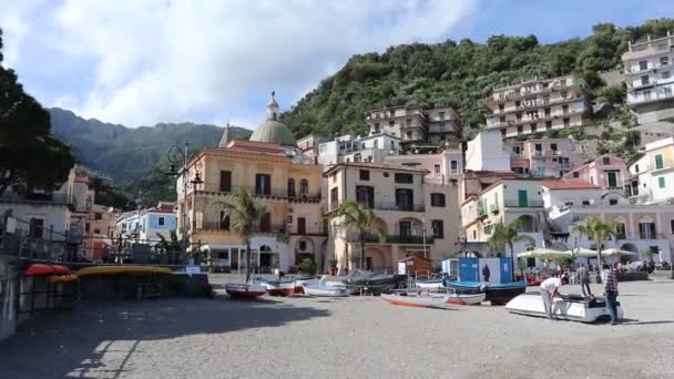 Cetara Campania Italië Mei 2021 Overzicht Van Het Strand Van — Stockvideo
