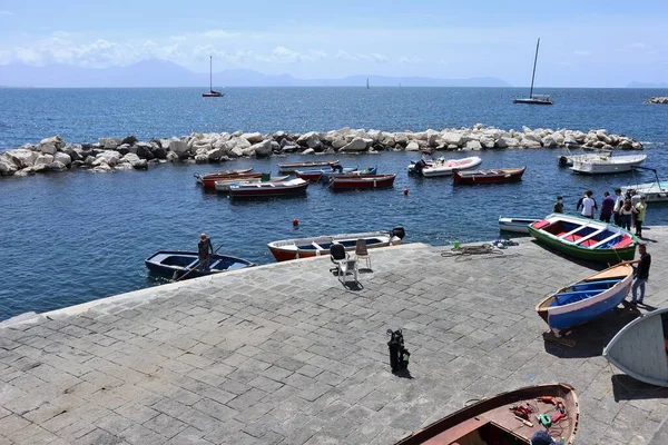 Napoli Campania Italia Maggio 2021 Barche Molo Del Lungomare Nazario — Foto Stock