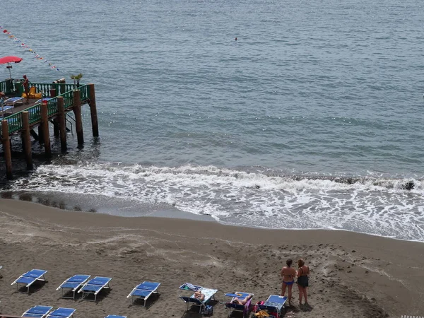 Nápoles Campania Italia Mayo 2021 Turistas Playa Casa Baños Bagno —  Fotos de Stock