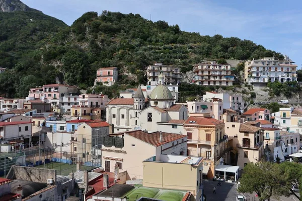 Cetara Campania Italia Mayo 2021 Panorama Del Pueblo Desde Carretera — Foto de Stock