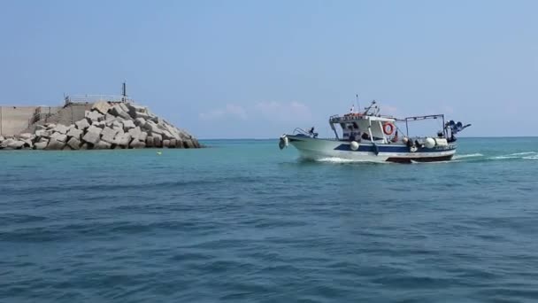 Tropea - Peschereccio mentre rientra al porto — Video