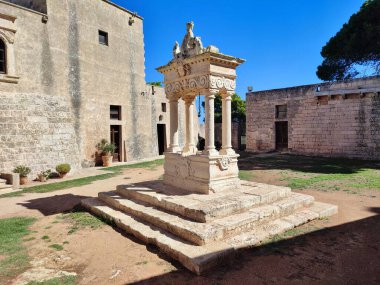 Casalabate, Campania, İtalya 18 Eylül 2025: Santa Maria di Cerrate Manastırı 12. yüzyılda Normanlar tarafından kuruldu