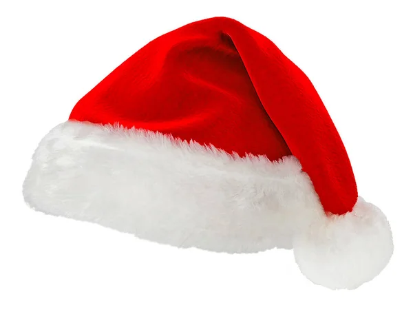 Noel Baba şapkası beyaz arka planda izole edilmiş.