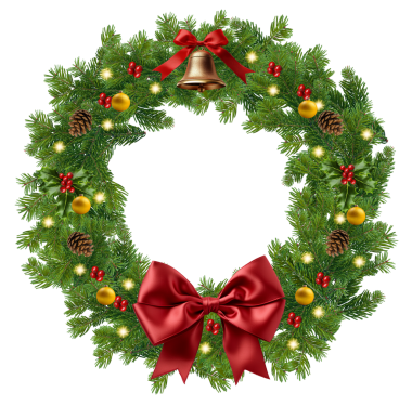 Şeffaf arkaplanda izole edilmiş noel çelengi bölümü