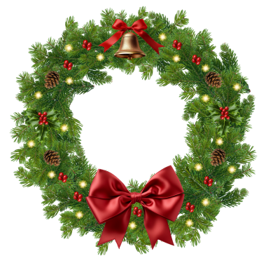 Şeffaf arkaplanda izole edilmiş noel çelengi bölümü