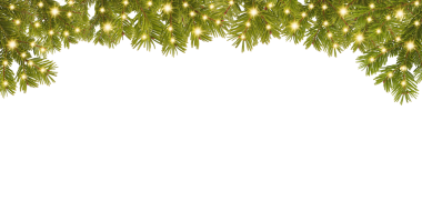 Noel ağacı çerçevesi ışıklarla, Noel çelengi parlayan Noel ışıklarıyla. Noel ağacı kenar süslemesi