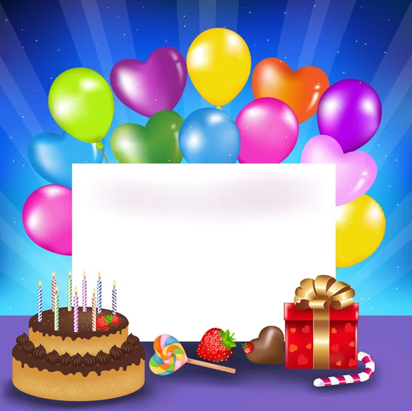 Blahopřání ke dni narození coloful balónky — Stock fotografie