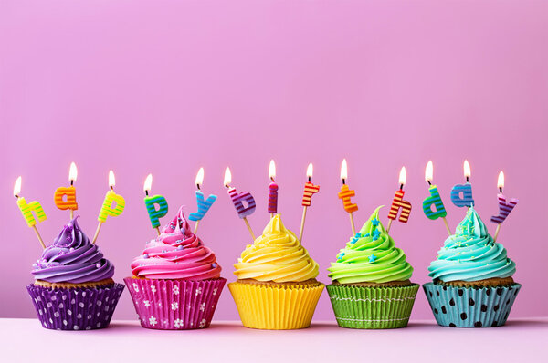 красочный кекс с днем рождения
