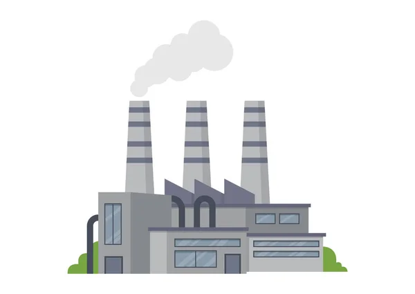 Bacalı bir fabrika binasının düz çizimi. Endüstriyel temalar, üretim kavramları, üretim grafikleri, ekonomi görselleri ve şehir altyapı haritaları için elverişli