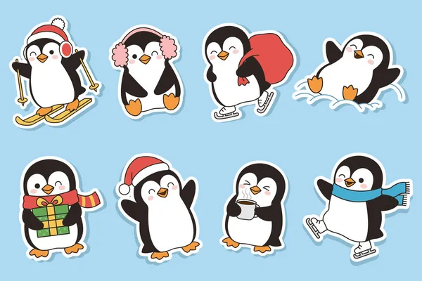 İçinde neşeli pozlar, rahat aksesuarlar ve şenlikli mevsimlik elementler olan bir dizi penguen çıkartması. Planlamacılar, yapıştırma kitabı, kış kampanyaları, tebrik kartları, sosyal medya için mükemmel.