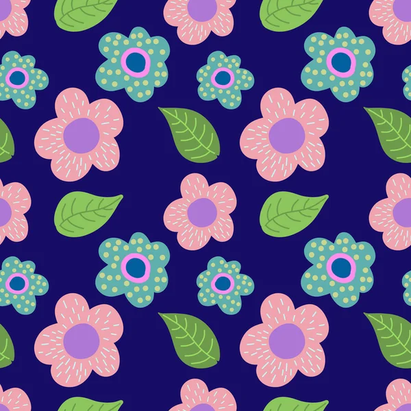 Fleur Boho Avec Motif Sans Couture Feuille Illustration Vectorielle Spe — Image vectorielle
