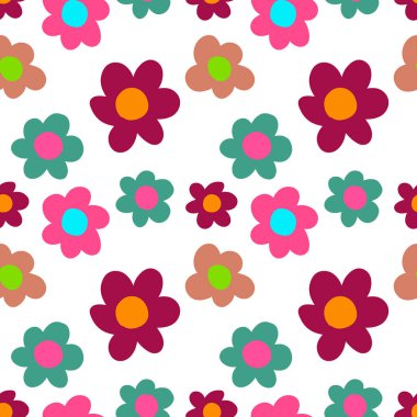 Boho çiçek deseni beyaza izole edilmiş. Vektör hisse senedi çizimi. EPS 10